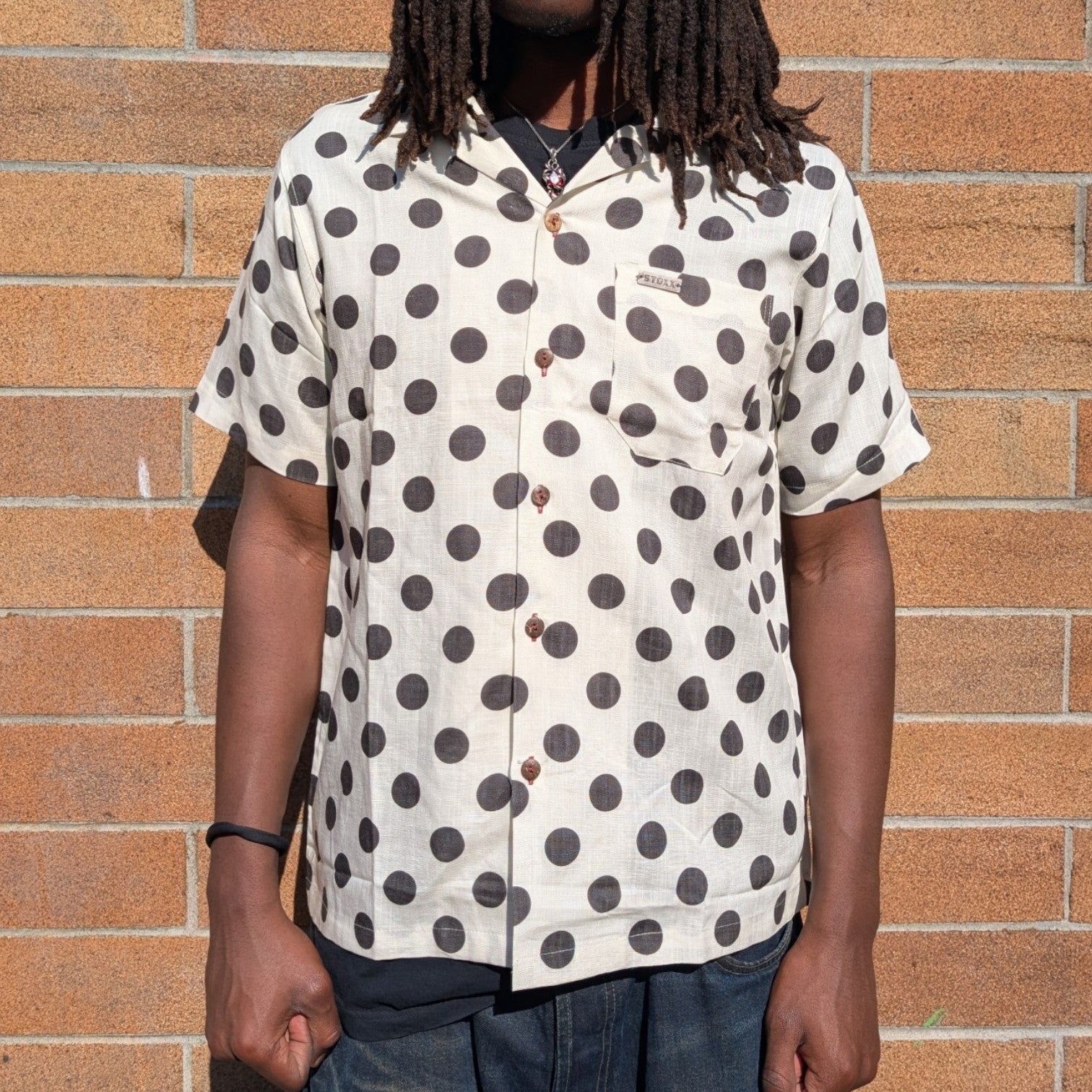 Uncle Luke Polka Dot Hawaiian Camp Collar Shirt