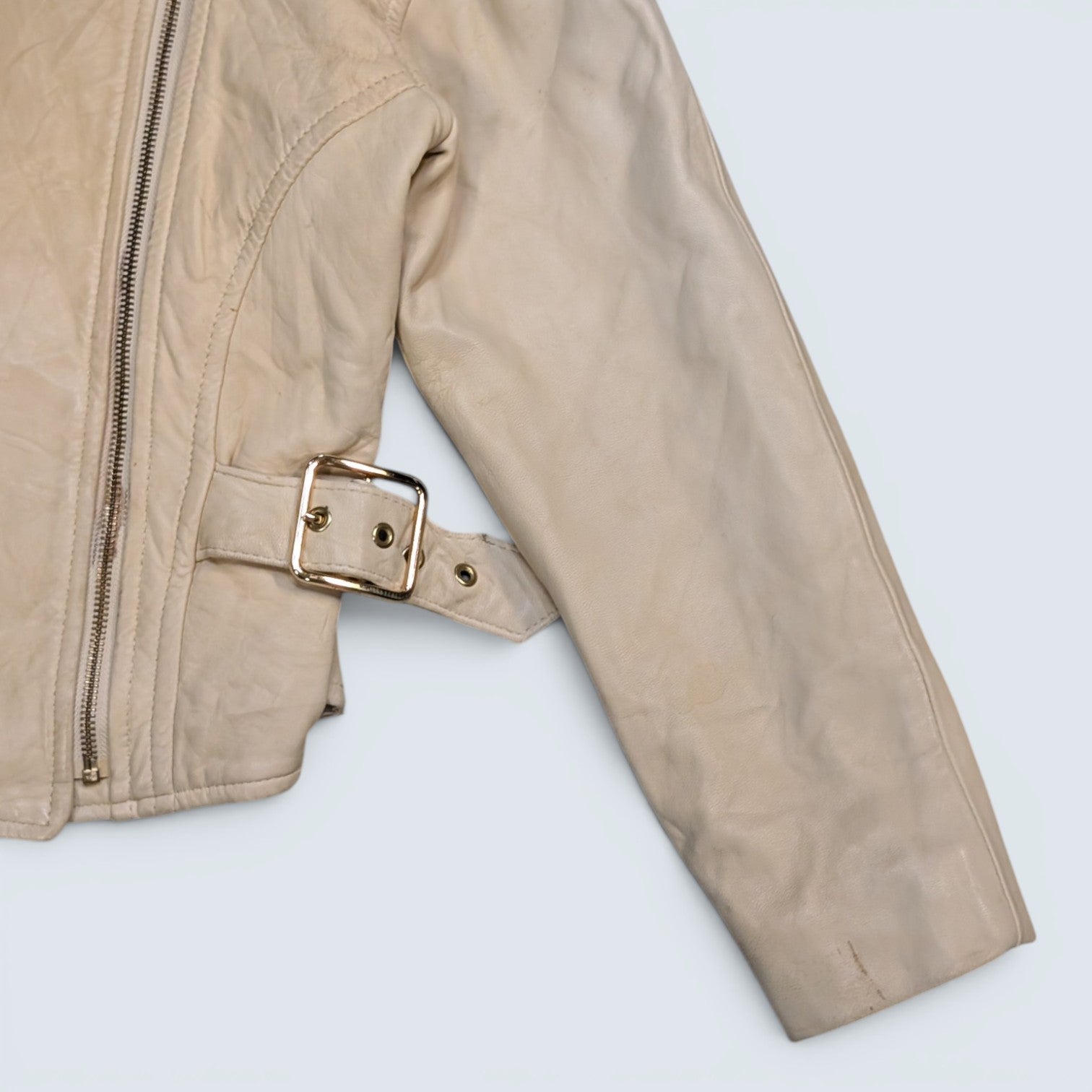 Cosa Nova Beige Leather Jacket - Size S