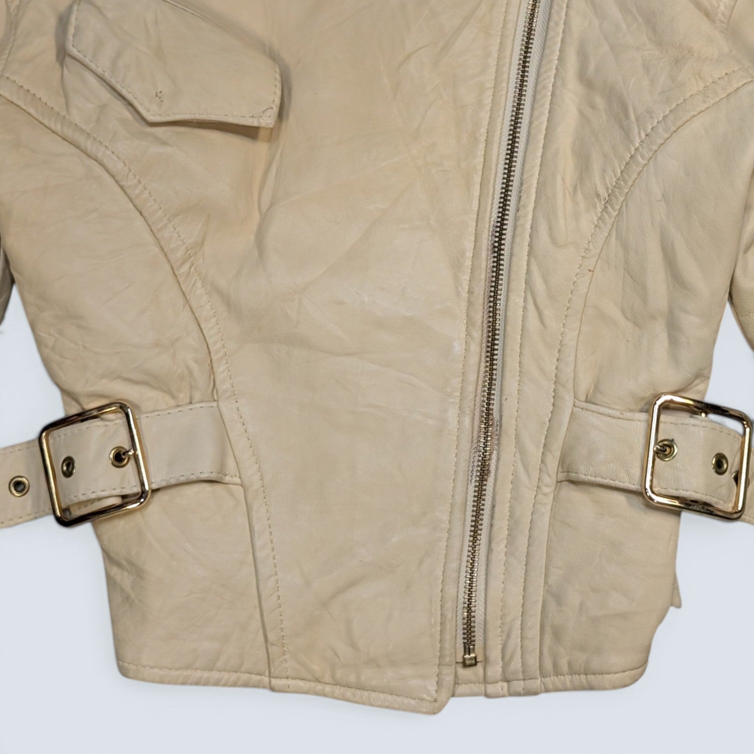 Cosa Nova Beige Leather Jacket - Size S