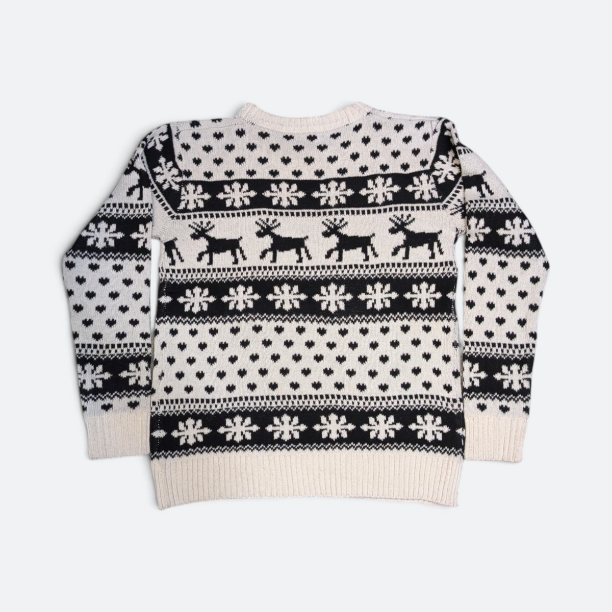 B&W Reindeer Christmas Sweater