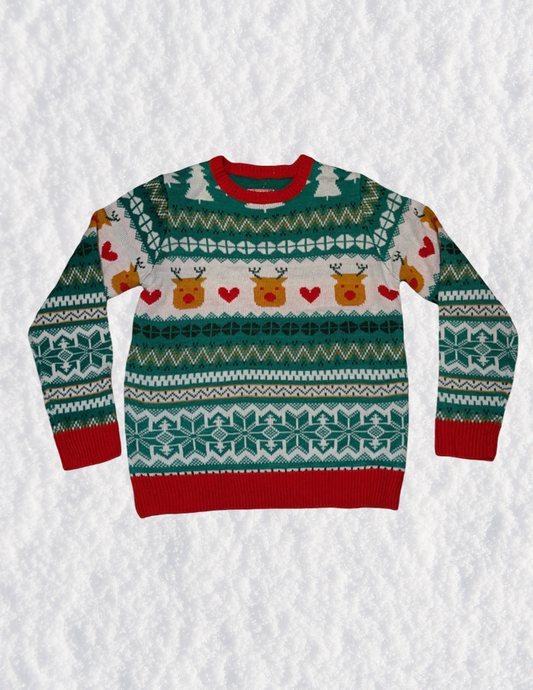 Reindeer Pattern Christmas Sweater