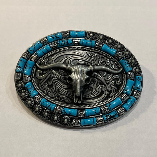 Blue Bull Belt Buckle