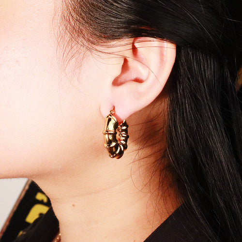 "Puffed Gold" Golden Earrings