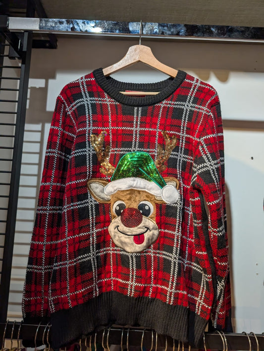 Reindeer with Hat Christmas Sweater