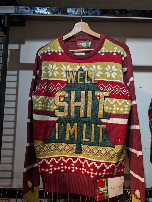 "Well Sh-t I'm Lit" Christmas Sweater