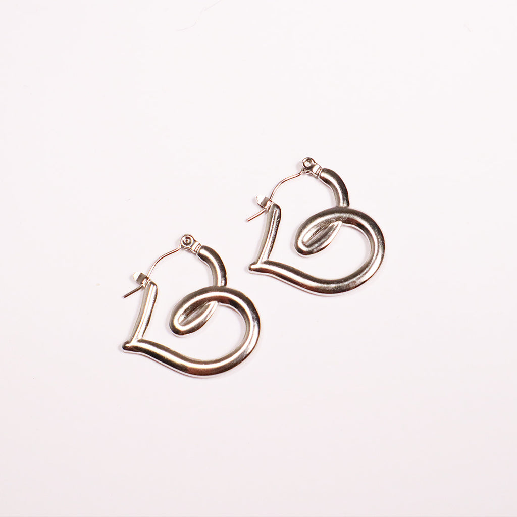 "Coil Hearts" Silver Earrings