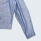STOXX THRIFT & VINTAGE 70s Lee western denim jacket in blue with paint splatter detail, made in USA.
