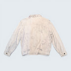 STOXX THRIFT & VINTAGE Natalia Paris acid wash denim jacket with silver stud detailing on the collar and shoulders.