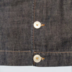 STOXX THRIFT & VINTAGE dark blue denim jacket featuring branded Dolce & Gabbana buttons and contrast stitching.