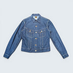 STOXX THRIFT & VINTAGE Lee denim jacket in blue with button-up front, dual chest pockets, and classic collar, size 20.