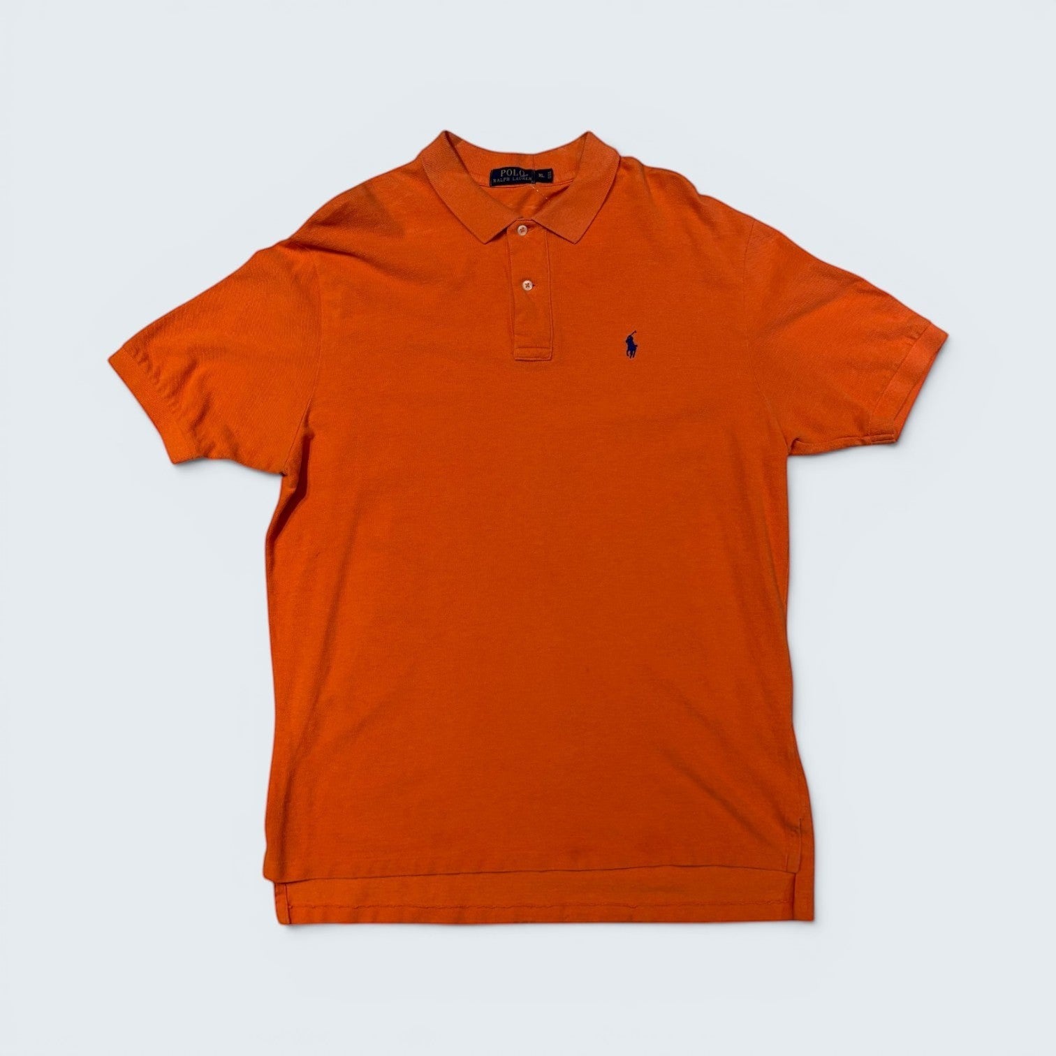STOXX THRIFT & VINTAGE Polo Ralph Lauren burnt orange cotton piqué polo shirt with navy embroidered pony logo, size XL