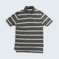 STOXX THRIFT & VINTAGE Polo by Ralph Lauren charcoal grey striped cotton piqué polo shirt with embroidered logo.