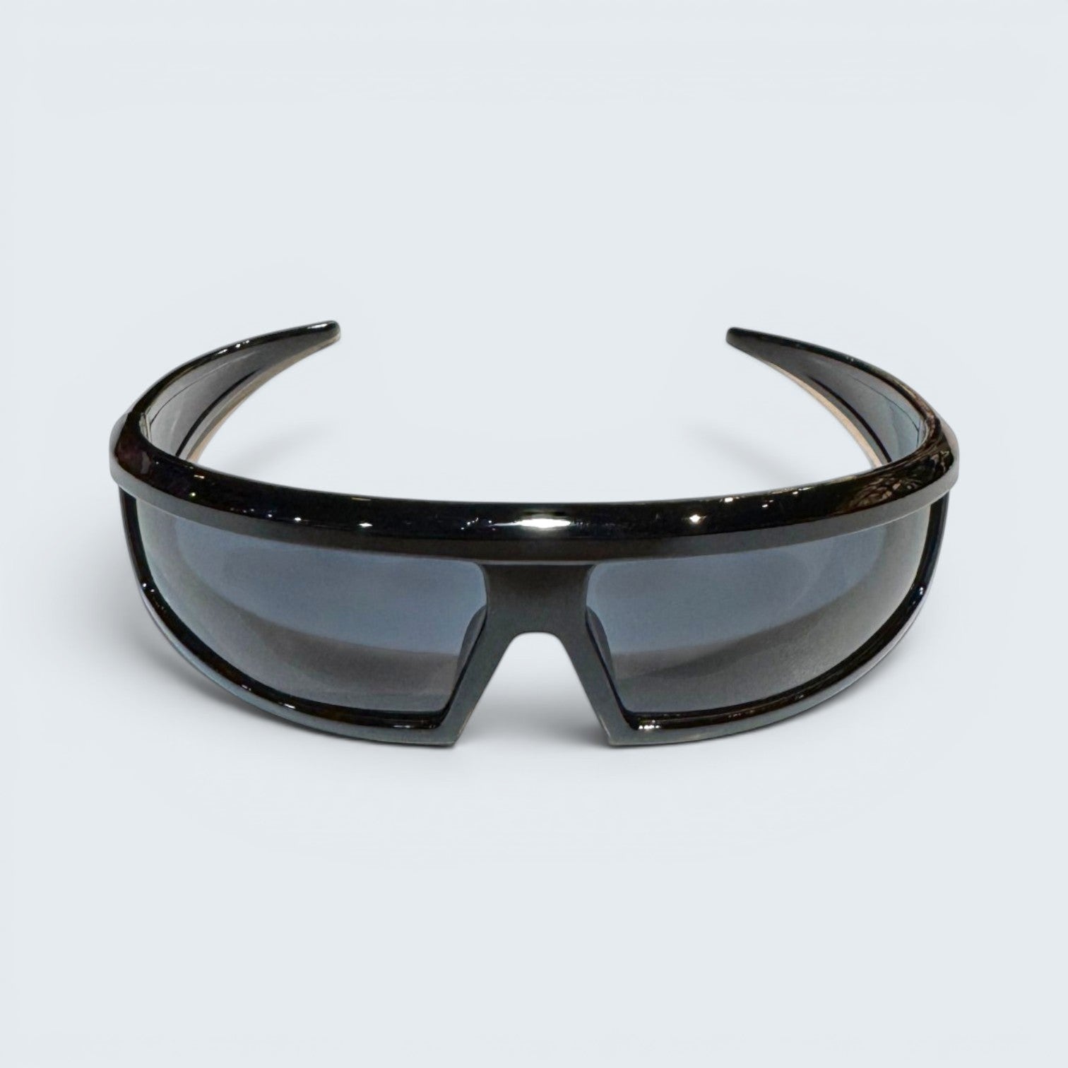STOXX THRIFT & VINTAGE Verano sunglasses featuring a wide rectangular shield frame with deep blue mirror lenses.
