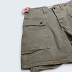 STOXX THRIFT & VINTAGE Buzz Rickson & Co. olive cotton ripstop military cargo shorts with utility pockets.