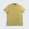 STOXX THRIFT & VINTAGE Polo Ralph Lauren pale yellow fine-knit cotton polo shirt with embroidered pony logo, size XL.